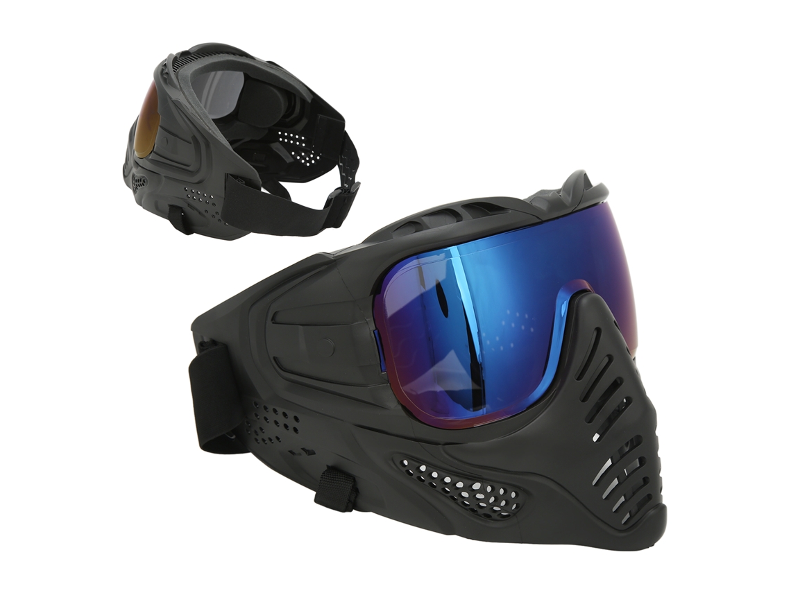 Guardia Facial Completa Con Gafas Protectora Ligera Resistente A Impactos Para Juegos Cs Actividades Al Aire Libre Lente Azul