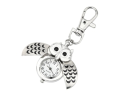 Reloj De Bolsillo Con Forma De Búho Plateado, Modelo 2025, Con Clip Para Llaves - Reloj De Bolsillo Con Clip Para Llaves