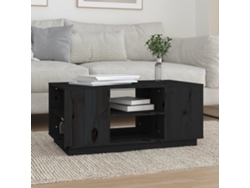 Mesa de Centro de Apoyo 90X49X40,5 Cm Madera de Pino Maciza Negro