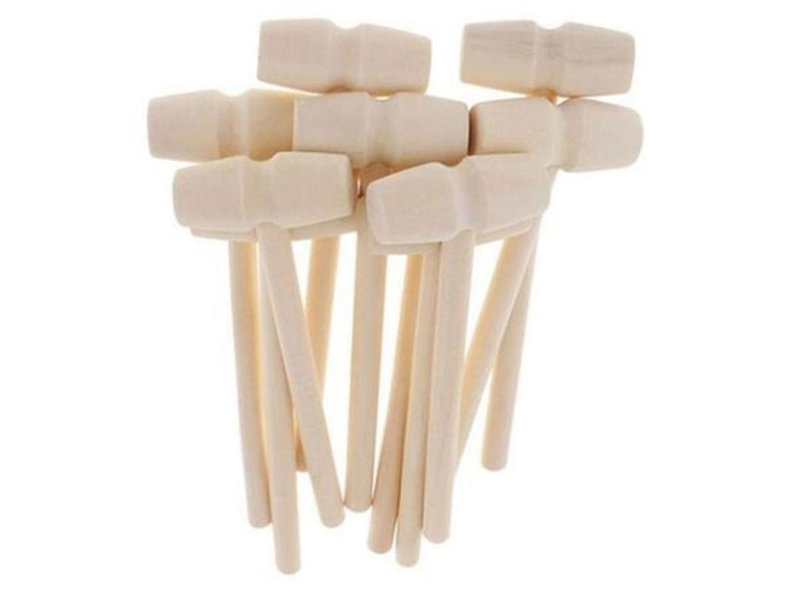 30 Mini Martillos De Madera Para Langosta, Cangrejo Y Mariscos, Madera Maciza, Color Natural.