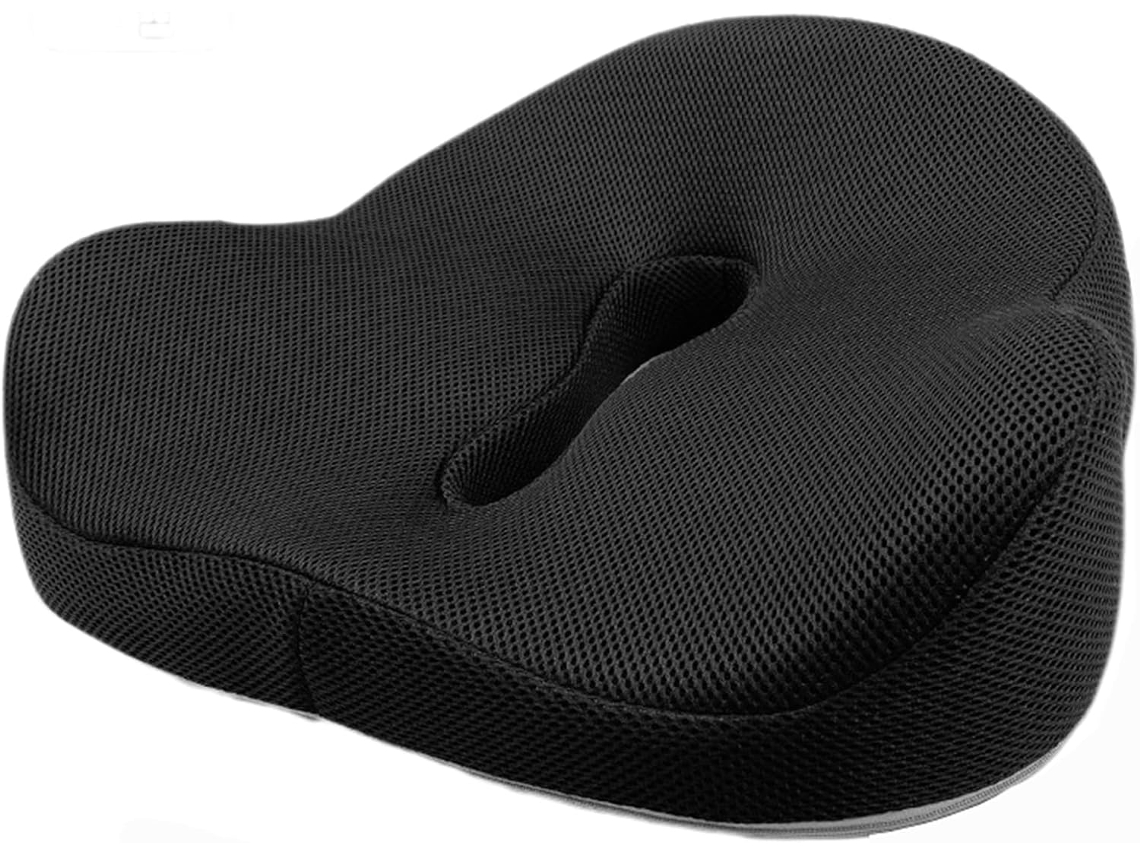 Cojín De Asiento De Espuma Viscoelástica De Malla Para Silla De Oficina Para Aliviar El Dolor De Cadera Negro Gertiz
