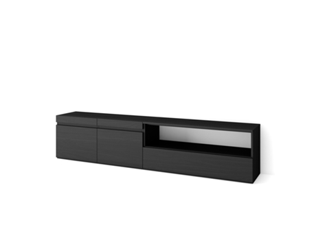 Mueble TV Televisión 200x45x35cm Para TV hasta 80 Con almacenamiento Negro