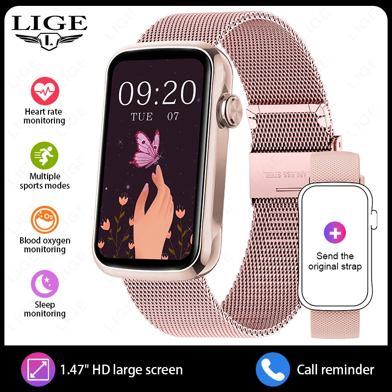 Pulsera Inteligente (oro Rosa, Correa De Malla), Monitorización De Frecuencia Cardíaca Y Oxígeno En Sangre, Resistencia Al Agua Ip68, Deportiva.