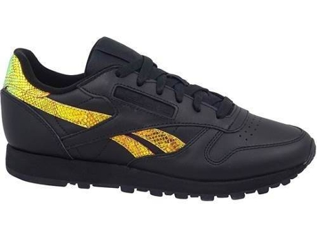 Zapatillas REEBOK Classic Leather Mujer (39 - Negro y Amarillo)