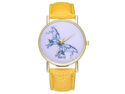 Reloj De Pulsera Hombre De Moda De Muestra Ocio Resistente Cuarzo Analógico Amarillo