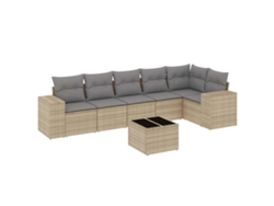 Conjunto de 7 sofás de jardín con cojines de mimbre beige MAISON EXCLUSIVE (7 piezas)