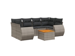Maison Exclusive - Set De Sofás De Jardín 7 Piezas Con Cojines Ratán Pe Gris