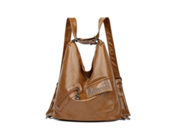 Mochila escolar de piel sintética, bandolera de gran capacidad, mochila versátil para estudiantes y mujeres, mochila de viaje vintage, marrón