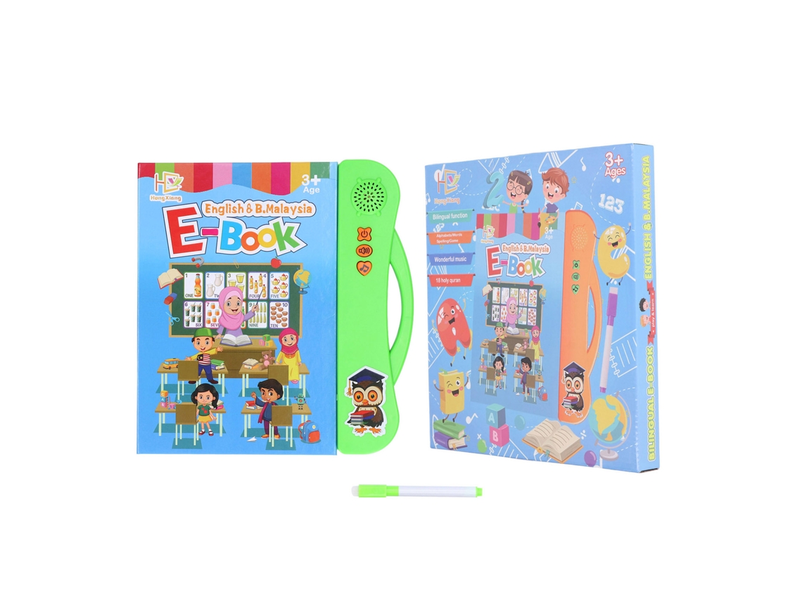 Ats-libro De Sonidos Electrónico Abc Para Niños Con Lápiz: Aprendizaje De Animales, Frutas En Inglés Y Malayo - Verde