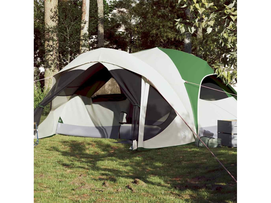 Tienda de campaña familiar, estilo cabaña, para 6 personas, impermeable, verde.