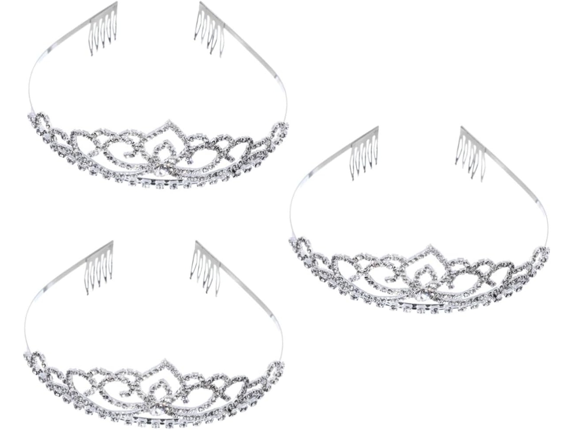 Corona De Boda De 3 Piezas Con Diamantes De Imitación, Deslumbrante Accesorio Para La Cabeza De La Novia, Elegante