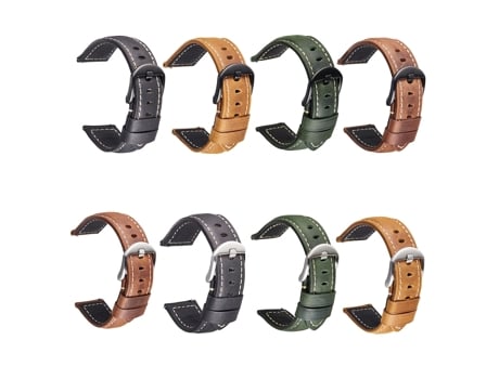 Correa de reloj inteligente de liberación rápida de cuero retro Crazy Horse para Samsung Huawei, Talla: 20 mm (hebilla plateada marrón claro)