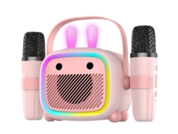 Máquina De Karaoke Infantil / Con 2 Micrófonos Inalámbricos/altavoz Bluetooth, Versión De Dibujos Animados (rosa) Czhhmart
