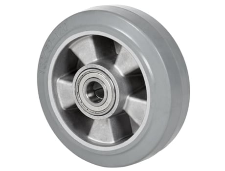 Rueda degb200-25-60 nucleo aluminio y banda goma gris elastica bolas ALEX