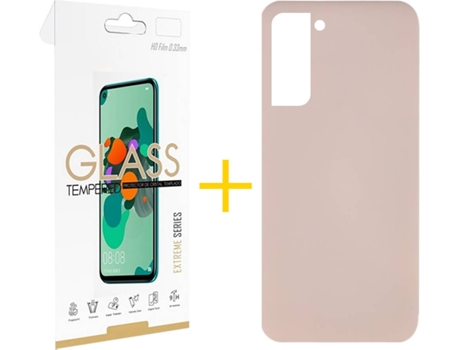Carcasa + Protector de Pantalla para Samsung Galaxy S22 5G SKYHE Rosa Pastel