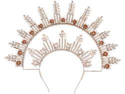 Diadema De Dos Capas Virgen María Para Mujer - Tiara Barroca De Boda Diosa Del Sol