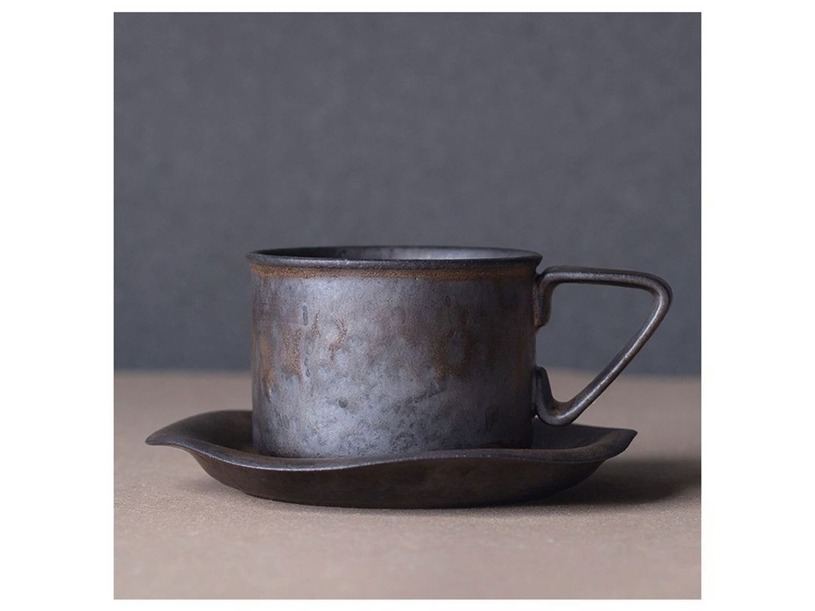 2026-33501-taza De Café Y Taza De Té Artesanal Estilo Japonés Con Plato Dorado