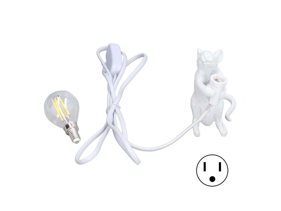 2026-lámpara De Ratón De Resina Moderna Iluminación Suave Decoración Hogar Café Oficina Dormitorio Blanco Ee.uu.