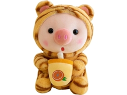 Peluche De Cerdito De Té | Almohada De Peluche De Té De Burbujas Con Tacto Suave Y Expresión Animada - Peluche De Cerdito De Té Con Leche