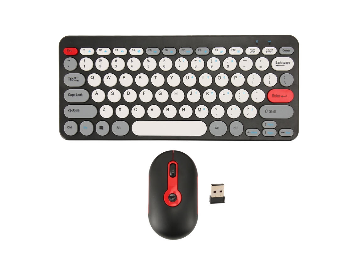 Conjunto Teclado E Mouse Sem Fio Estiloso Slim 2.4g Mudo Ergonômico Com Teclas Redondas Para Pc Desktop Preto
