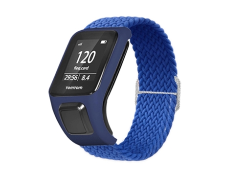 Correa de nailon tejido elástico ajustable para TomTom Runner 2/Runner 3/Spark/Adventurer - azul oscuro