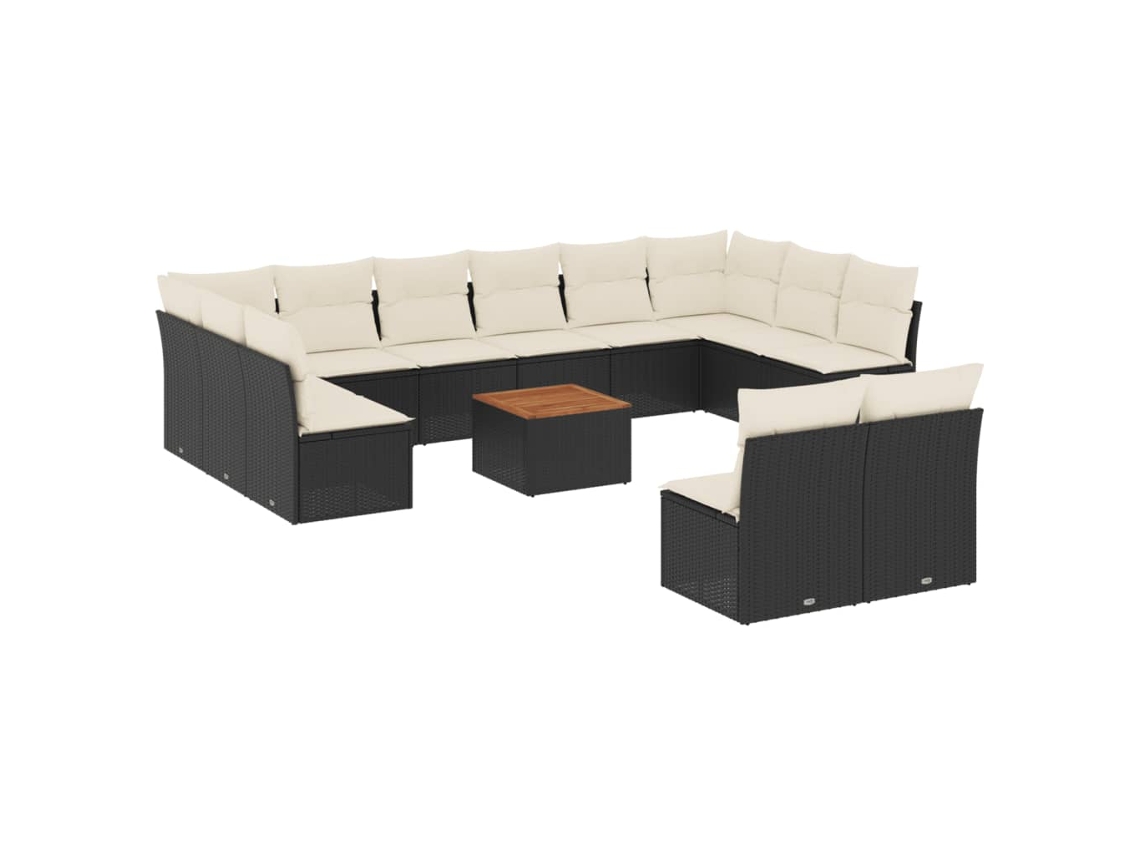 Maison Exclusive - Set De Sofás De Jardín Y Cojines 13 Pzas Ratán Sintético Negro