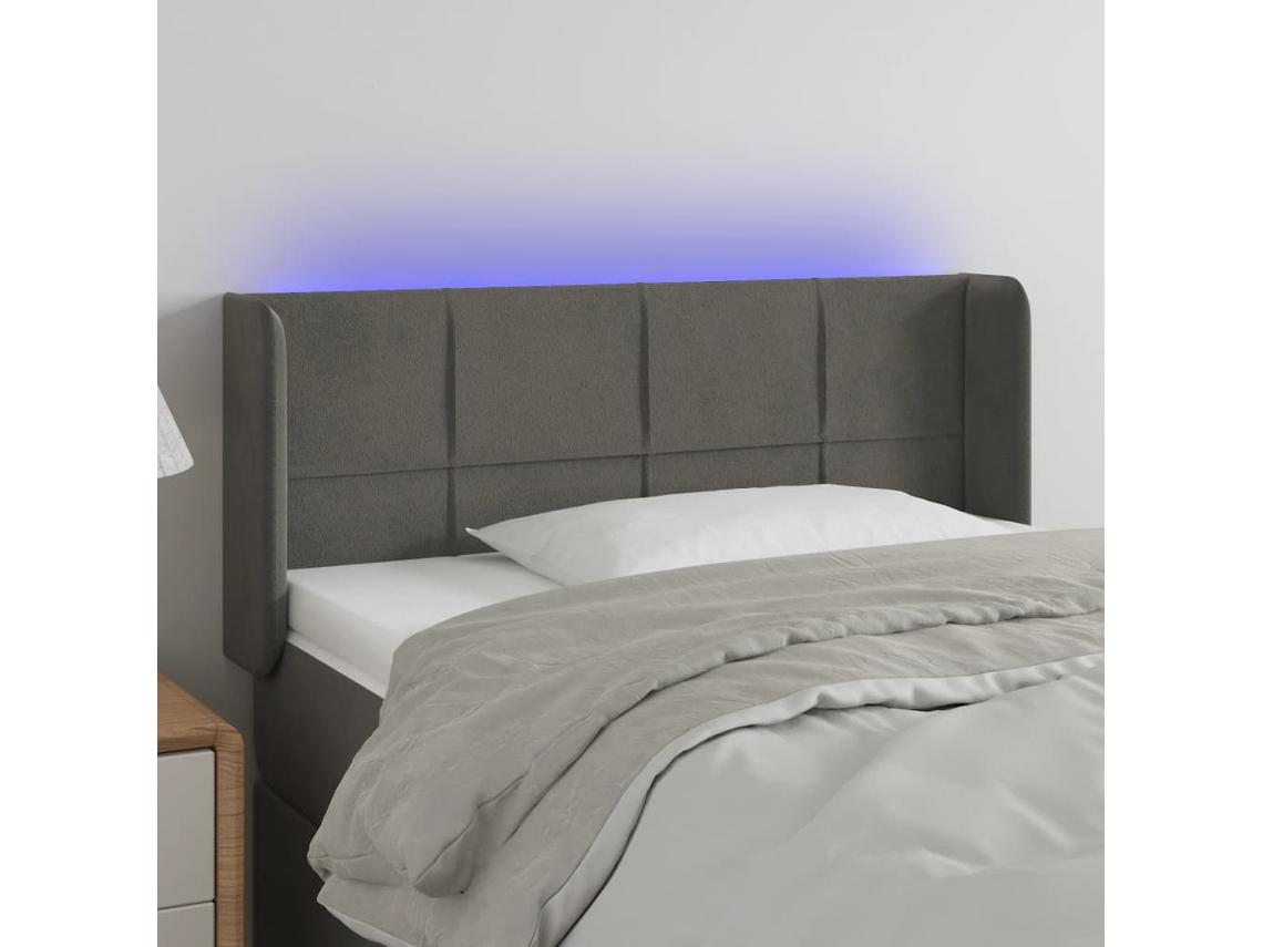 Cabecero Con Led De Terciopelo Gris Oscuro 83x16x78/88 Cm