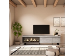 Mueble TV, Televisión, 237x57x35 cm, Para TV gran formato, Chimenea eléctrica XXL, Diseño industrial, Cemento SKRAUT HOME