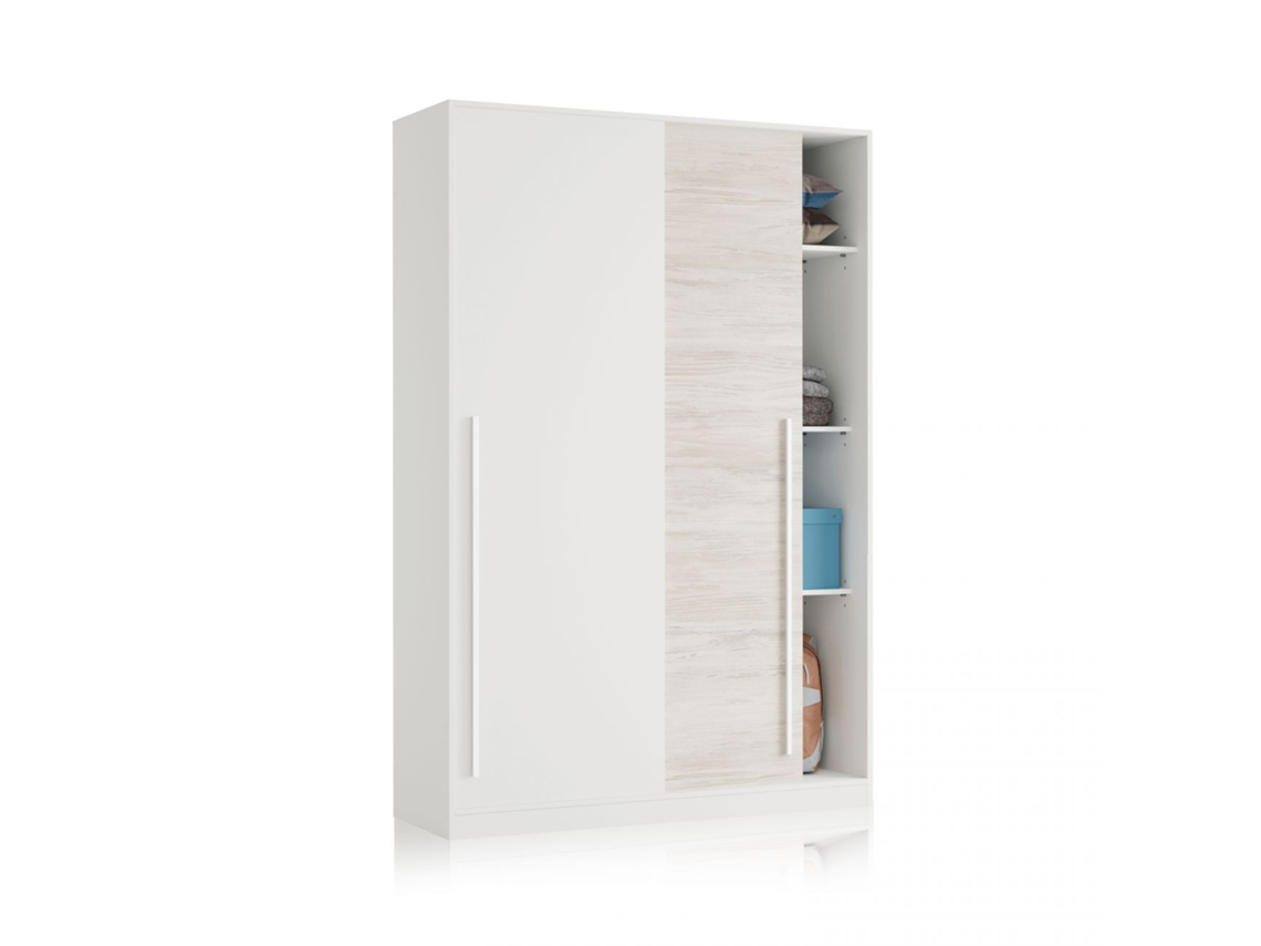 Armario Elliot 120 2 puertas correderas Blanco Artik (Blanco Mate) – Blanco Velho 120 x 200 x 50 cm