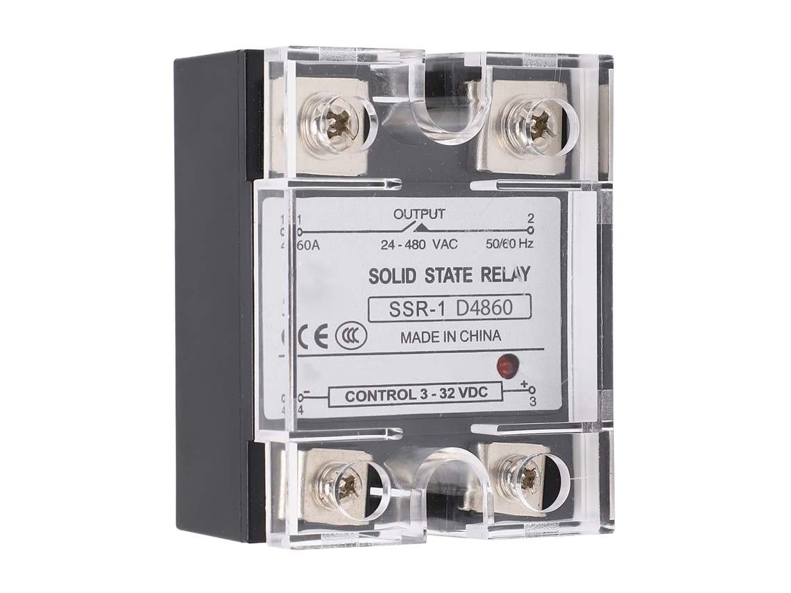 Relé De Estado Sólido Ssr Entrada Dc 3‑32v Salida Ac 24‑480v 60a Para Control Hogar