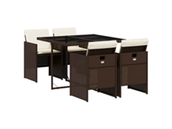 Maison Exclusive - Set Comedor De Jardín 5 Piezas Y Cojines Ratán Sintético Marrón