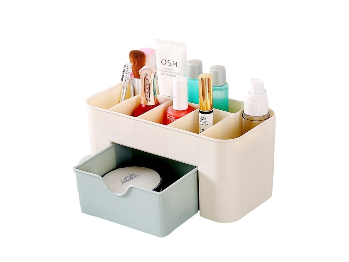 Organizador de maquillaje cajón con divisores azul (20.5x10.5x10cm) Kofihety