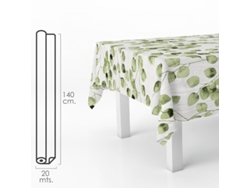 Mantel Hule Rectangular Hojas Verdes. Impermeable Antimanchas PVC 140 cm x 20 metros. Rollo Recortable. Interior y Exterior ORYX