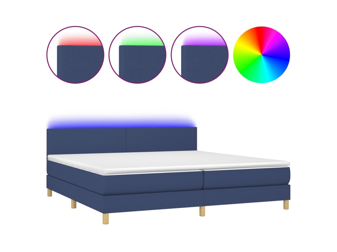 Maison Exclusive - Cama Box Spring Con Colchón Y Led Tela Azul 200x200 Cm