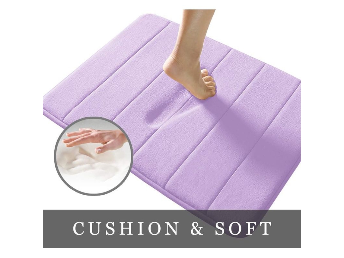 2026-tapete De Baño De Espuma De Memoria 15.5"x23" Poliéster Antideslizante Absorbente Suave Lavable Máquina Morado