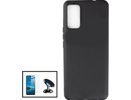 Kit Soporte Magnético de Coche, Funda Silicona Liquida y Cristal Templado ClearGlass TCL 20Y PHONECARE Negro