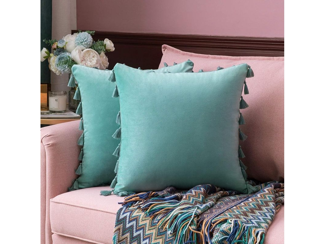 2026-33833-funda De Almohada De Terciopelo Con Borlas Bordadas Cuadrada Decorativa 45x45cm