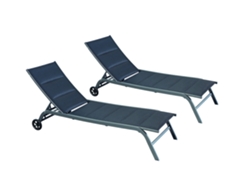 Conjunto de 2 tumbonas de aluminio negro LISBOA 192x95 cm CONCEPT U