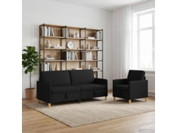 Juego De Sofás Con Almacenamiento 2 Pcs Negro Poliéster