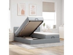 Estructura De Cama Otomana Colchones Tela Gris Claro 160x200cm