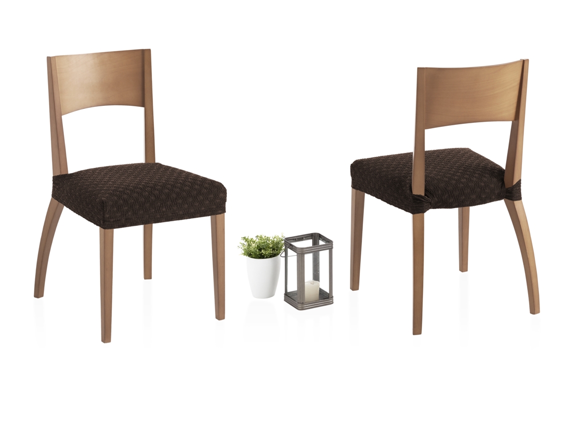 Pack de 2 Fundas Elásticas para Silla Olivia MILICA (45 x 45 cm - 60% Poliéster y 35% Algodón - Marrón)