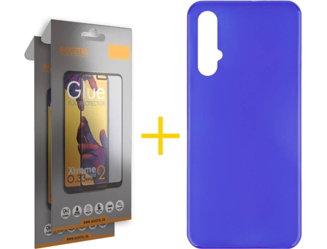Kit Funda + 2 Protectores de Pantalla Huawei Nova 5T ACCETEL Liso Azul