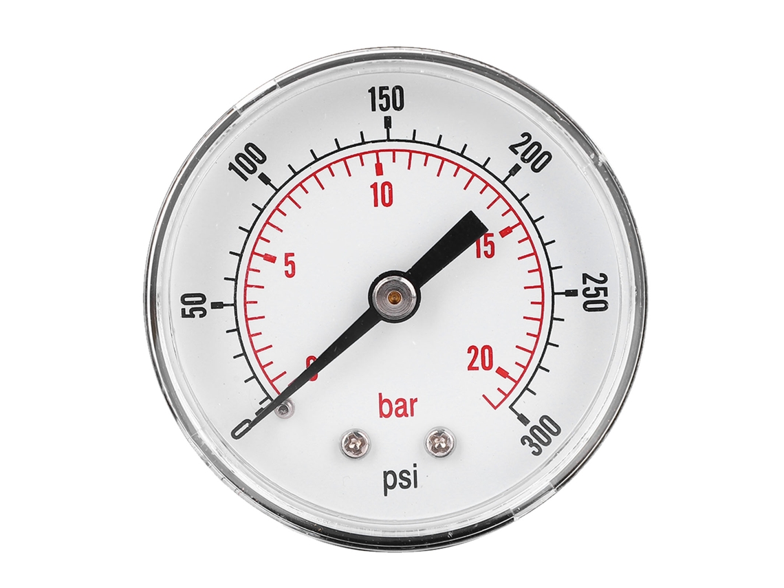 Manómetro De Presión Axial 50mm 1/4 Bspt Conexión Trasera 0-300psi 0-20bar Para Aire Agua Aceite Gas