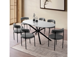 Mesa de comedor negra y gris para 6 personas 180 cm KARVIA