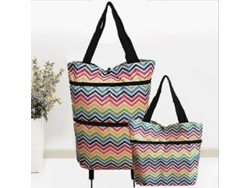 Carrito de compras plegable 2 en 1 con cremallera de dos etapas y ruedas. GOKOCO