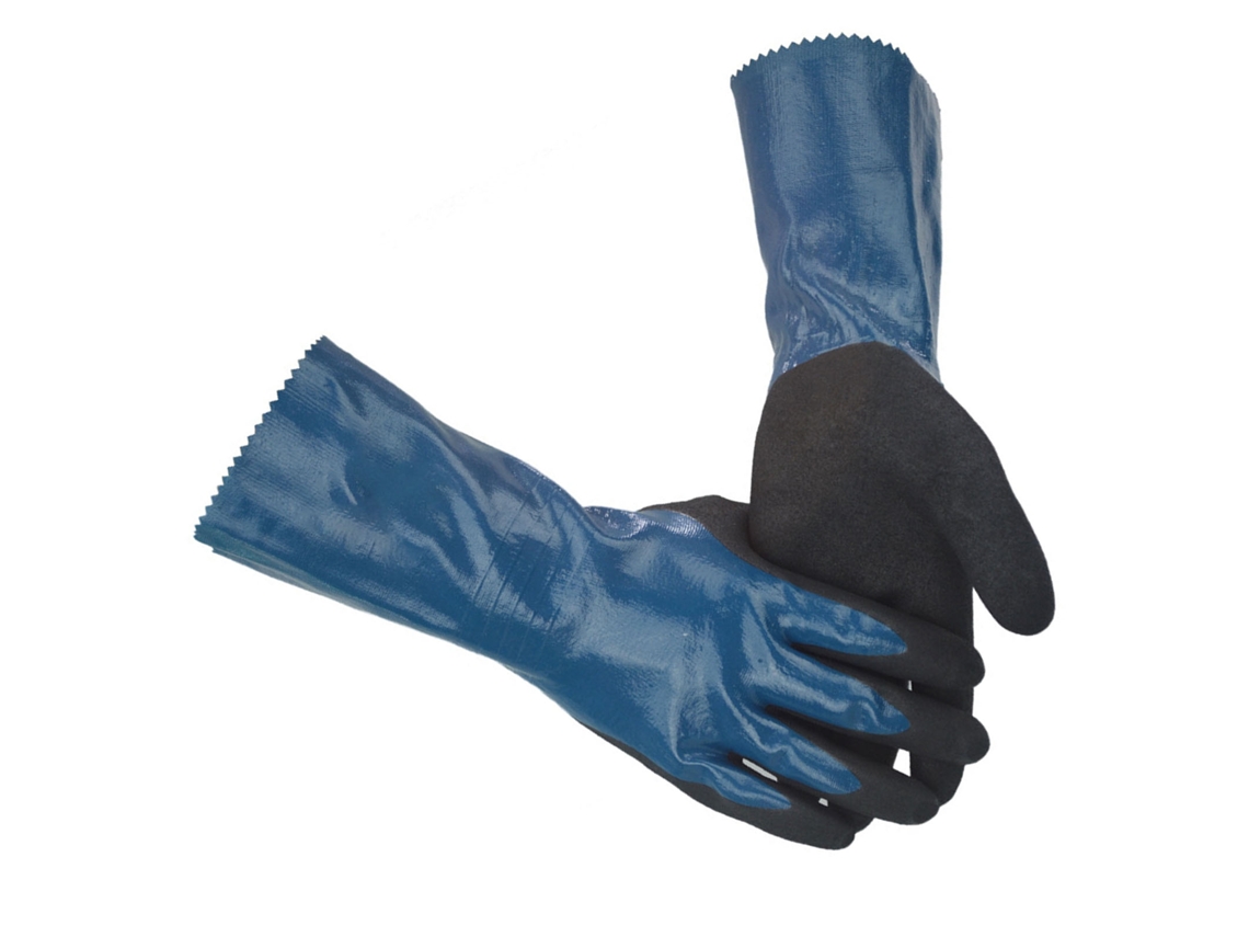 Guantes de trabajo largos de nitrilo resistentes a aceites y productos químicos WG-528L