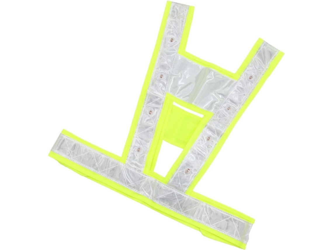 Chaleco De Seguridad Amarillo De Alta Visibilidad Con Tiras Reflectantes Y Led Integrado, Fabricado En Poliéster.