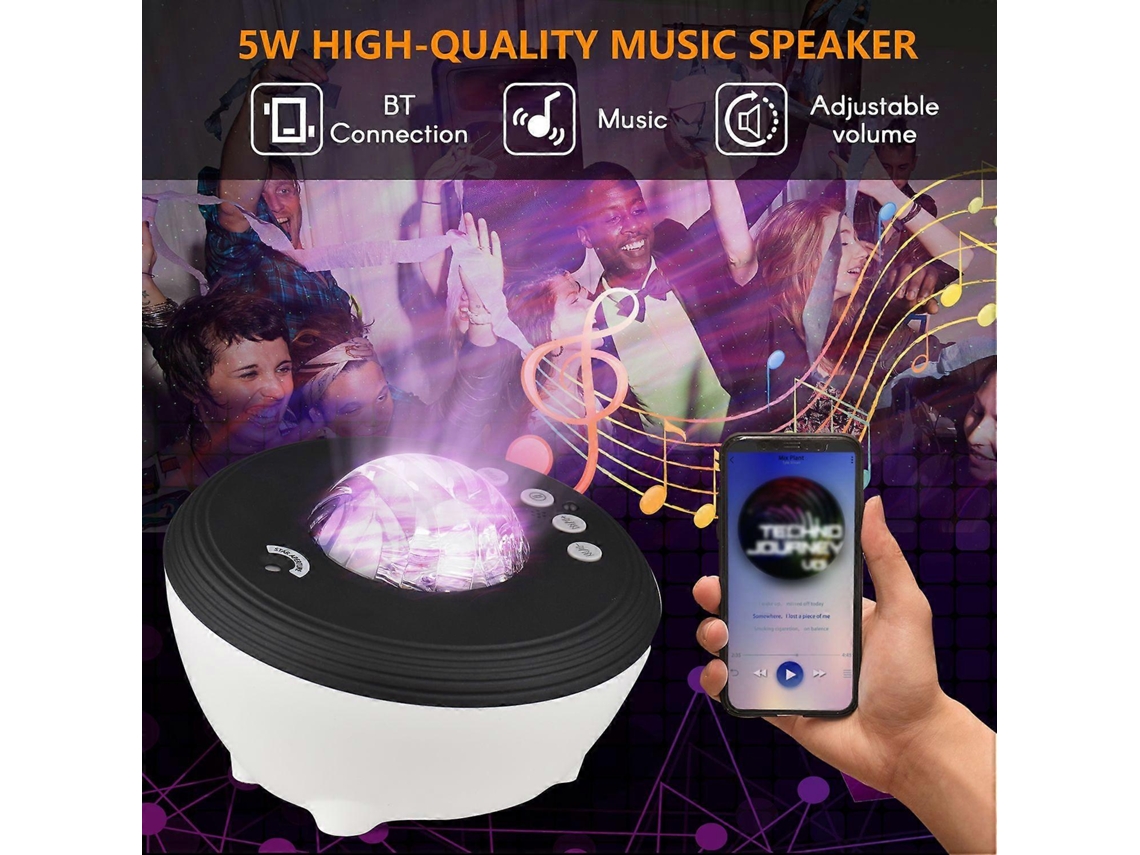 Proyector multifuncional Aurora Boreal, proyector de luz nocturna Galaxy, altavoz Bluetooth, blanco Yunzii