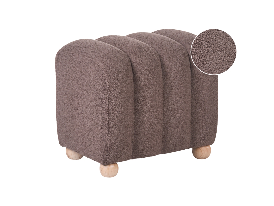 Beliani Idyllwild De Bouclé Castanho Otomana 49x38x46