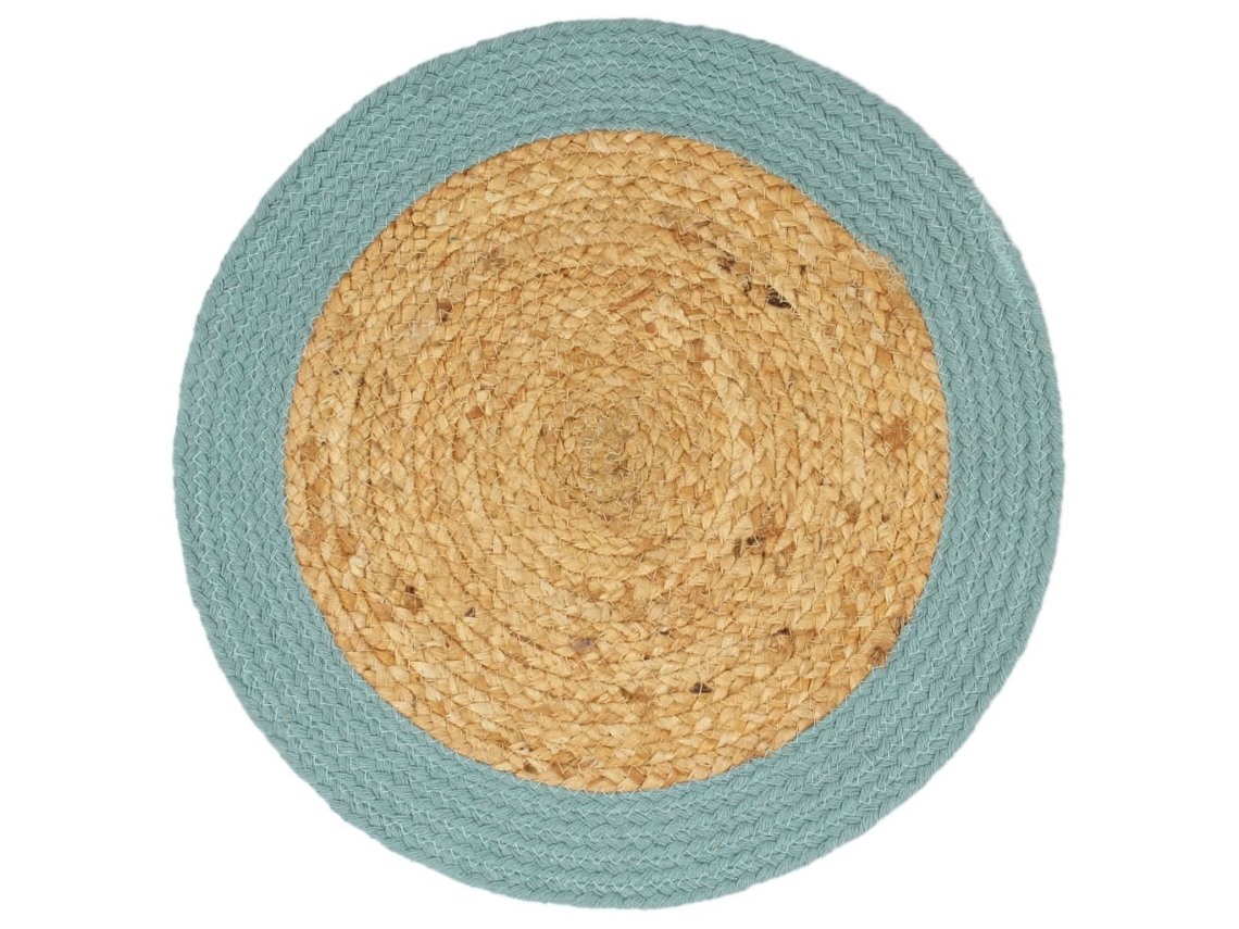 Maison Exclusive - Mantel Individual Redondo 6 Uds Yute Algodón Natural Verde 38cm